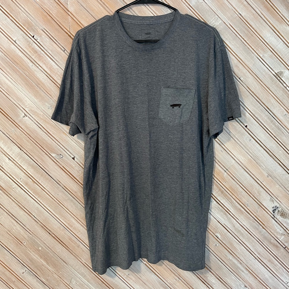 Vans Charcoal Grey Pocket Skateboard Short Sleeve Tee Custom Fit Well Worn